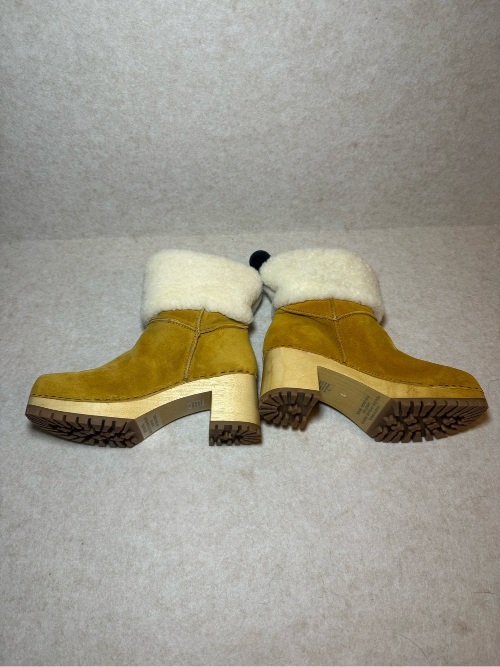 MIA Mustard Yellow Jildie Suede Ankle Boots White Shearling Fur Leather Size 7M - Picture 3 of 10
